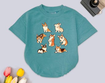 Corgi Dog Baby Romper Sweatshirt, Cute Puppy Baby Bodysuit, Funny Dog Lover Toddler Outfit, Animal Graphic Baby Clothes, Baby Shower Gift