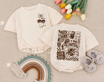 Personalized Game Day Baby Romper, Football Outfit