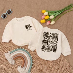 Personalized Game Day Baby Romper, Football Toddler Sweatshirt, Touchdown Fall Outfit, Custom Kids Shirt, Cute Sports Baby Gift
