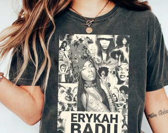 Chemise Erykah Badu Graphic 2023, couleur confort, chemise Erykah Badu des années 90, cadeaux pour les fans, chemise Erykah Badu, musique rock, cadeau pour les amoureux