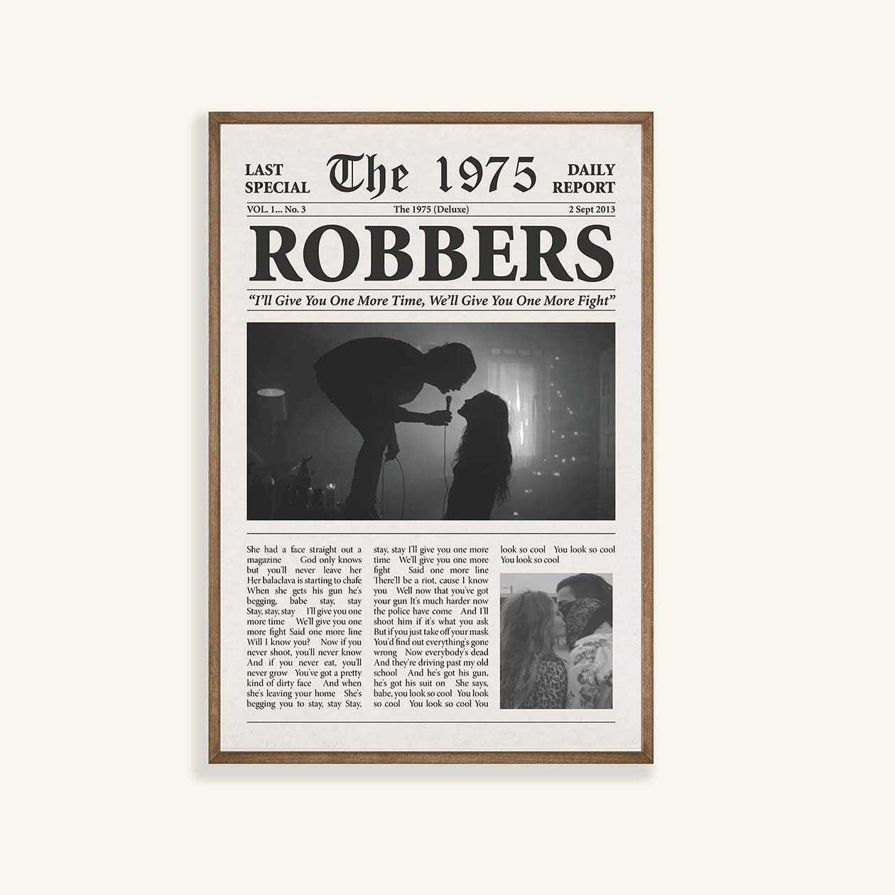 Discover Robbers Lyric The 1975 Retro Newspaper Poster Gifts for The 1975 Fans,  The 1975 Band Print Gift For Fan Women Love Posters