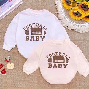 Personalized Football Baby Romper Sweatshirt, Custom Name Sports Outfit, Cute & Cozy Baby Gift, Perfect for Game Day, Baby Shower Gift