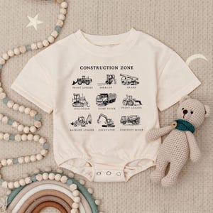 Construction Zone Baby Romper Sweatshirt, Truck Lover Baby Outfit, Baby Boy Bodysuit, Newborn Gift, Baby Shower Romper, Builder Baby Clothes