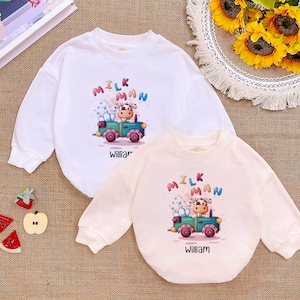 Newest Member Of The Herd Cow Custom Romper Sweatshirt, Baby Announcement Outfit, Adorable Animal Baby Shower Gift,Personalized Baby Clothes