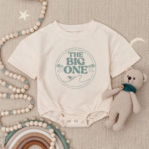 The Big Baby One Romper Sweatshirt, First Birthday Baby Outfit, Surfer Theme Toddler Bodysuit, Beach Birthday Boy Clothes, Summer Baby Gift