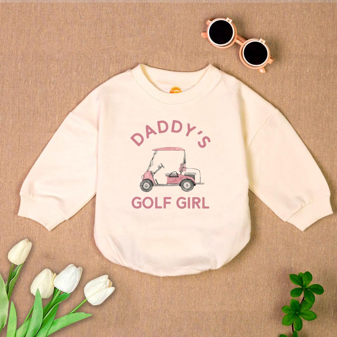 Daddy's Golf Girl Romper Sweatshirt, Cute Baby Golf Outfit, Baby Girl Golf Bodysuit,Toddler Golf Pullover,Daddy and Me Babywear,Newborn Gift
