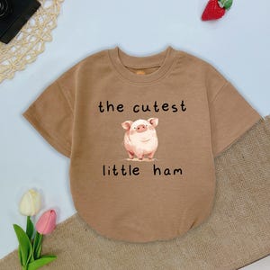 Cutest Little Ham Romper Sweatshirt, Baby Pig Outfit, Funny Farm Baby Clothes, Toddler Animal Shirt, Cute Baby Shower Gift, Baby Bodysuit