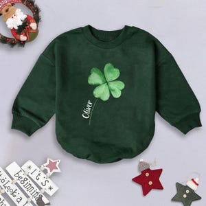 Personalized Four Leaf Clover Romper Sweatshirt, St. Patrick&#39;s Day Baby Outfit,Shamrock Newborn Bodysuit,Custom Baby Gift,Lucky Baby Clothes