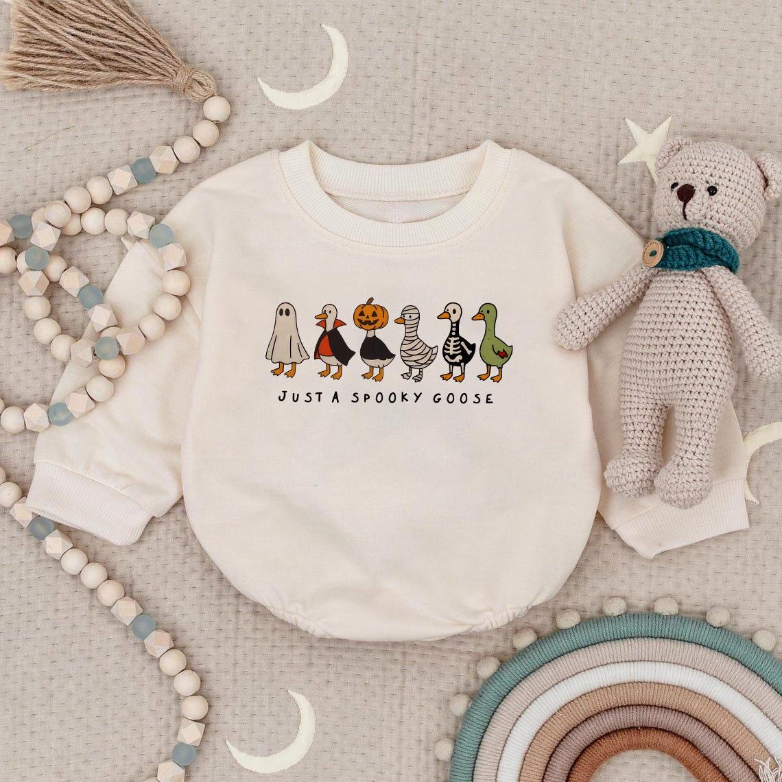 Halloween Baby Romper Sweatshirt, Spooky Goose Baby Outfit, Goose Baby Romper, Fall Baby Clothes, Halloween Outfit, Cute Baby Gift