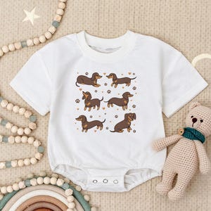 Dachshund Baby Romper Sweatshirt, Cute Dog Baby Outfit, Wiener Dog Baby Clothes, Puppy Lover Gift,Fall Baby Bodysuit,Adorable Newborn Romper