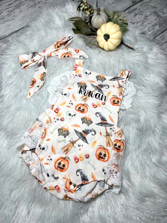 Personalised Halloween Romper Girls Rompers Halloween Costumes First Halloween Costume Baby Girls Romper Girls Halloween Romper Etsy