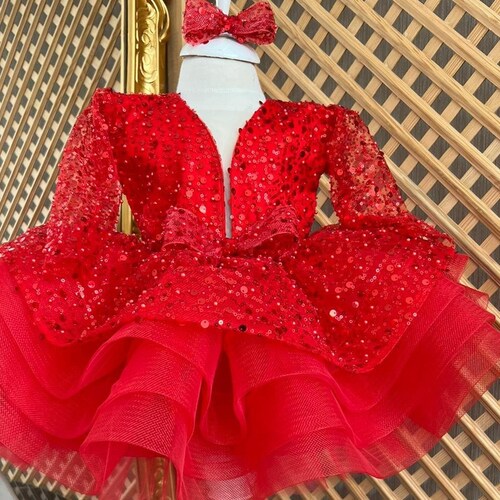 Green Baby Girl Puffy Dress Holiday Christmas Dress Baby Etsy