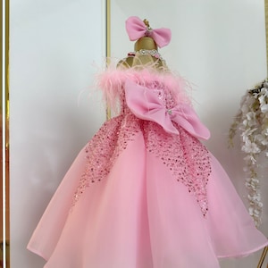 Pink Baby Dress for Special Occasion, First Birthday Dress for Girl, Baby Puffy Dress, Pageant Dress, Girl Party Dress, Baby Birthday Dress