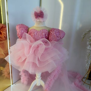 Pink Baby Girl Dress Special Occasion, First Birthday Dress, Baby Pageant Dress, Pink Tulle Puffy Dress, Toddler Girl Prom Dress