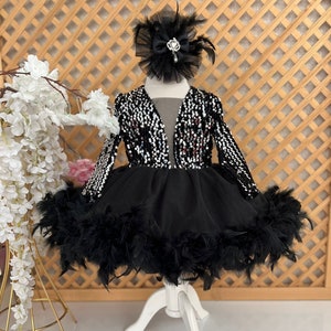 Black Puffy Girl Dress, 1st Birthday Dress, Baby Girl Dress, Baby Wedding Dress, Princess Dress, Toddler Party Dress, Girl Birthday Dress