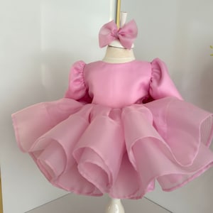 Pink Puffy Baby Girl Dress, Girl Pageant Dresses, Baby Tulle Dress, Baby Girl Birthday Dress, Baby Wedding Dress, Baby Fairy Dress