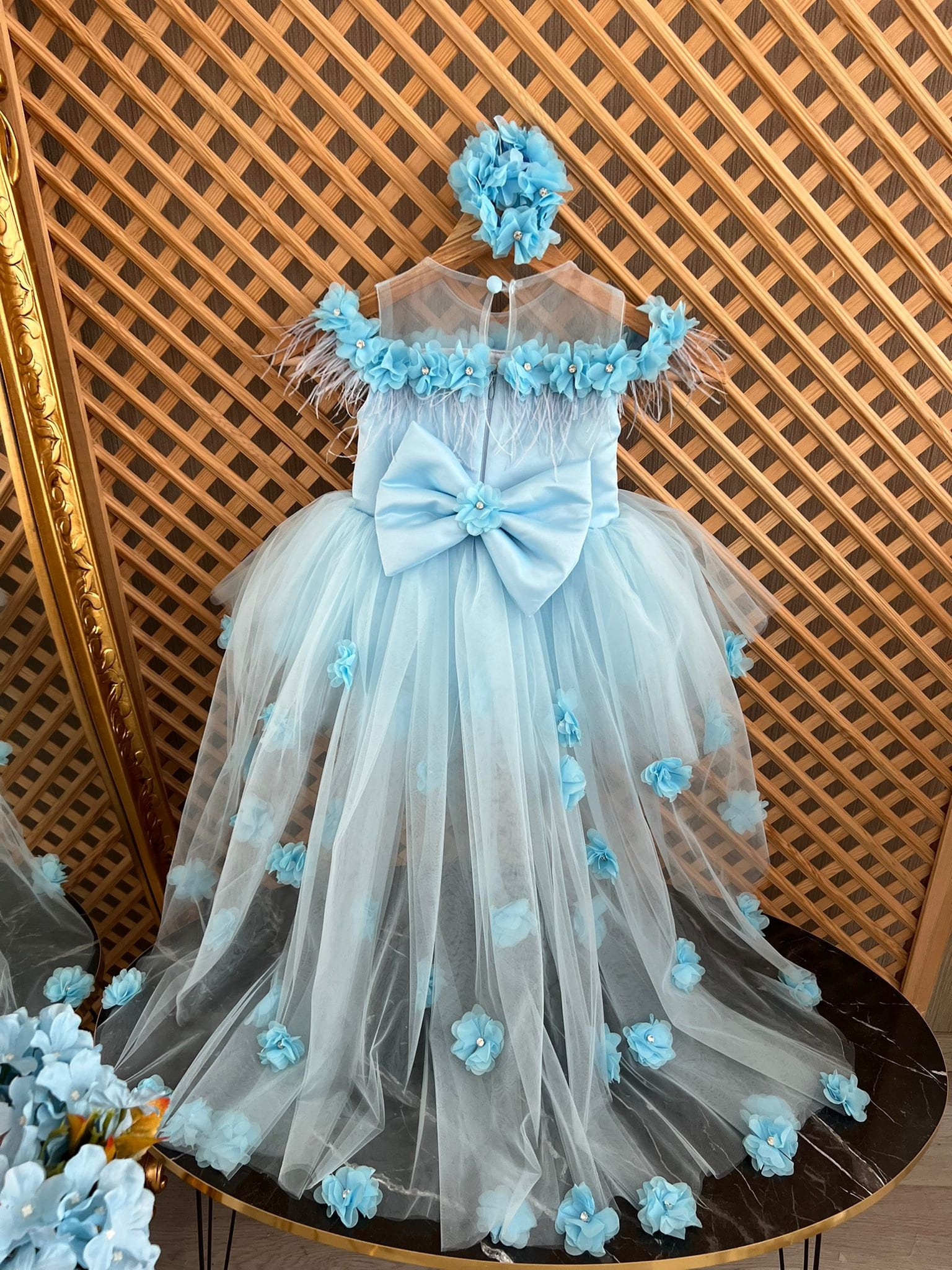 Tulle Dress Light Blue Dress Baby Girl Blue Tulle Baby Girl Long