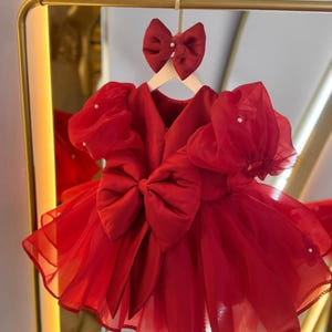 Red Baby Girl Dress for Special Occasion, Red Princess Dress, Tulle Birthday Party Dress, Toddler Pageant Dress, Red Kids Prom Dress