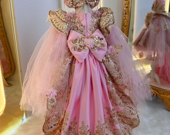 Pink and Gold Princess Dress, Baby Tutu Dress, Pink Pageant Dress, Fluffy  Baby Dress, 1st Birthday Dress, Toddler Dress, Rhinestone Dress - Etsy
