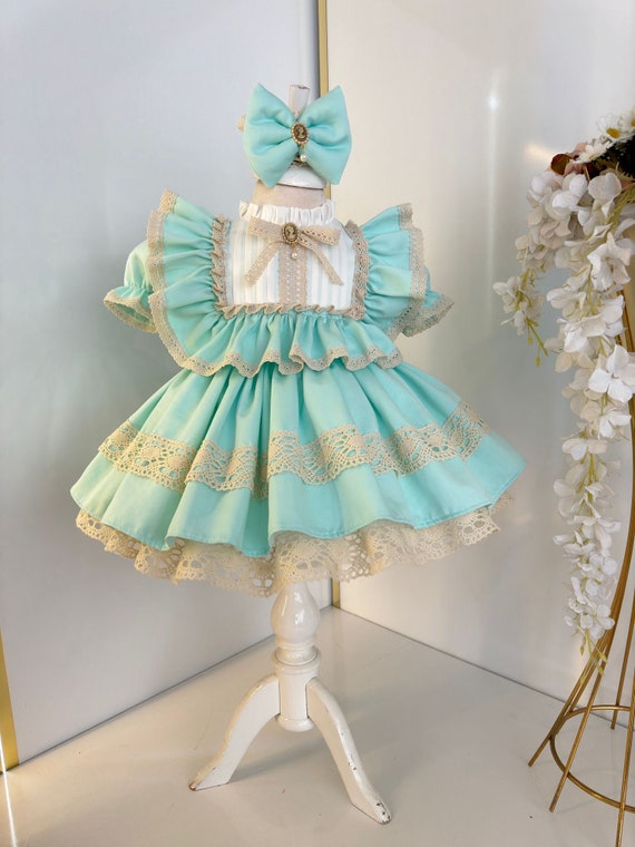 Victorian Baby Girl Cotton Dress, Lace Girl Dress for Special Occasion,  Baby Girl Puffy Dress, Baby Birthday Dress, Toddler Pageant Dress