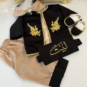 Custom Gold And Black Birthday Baby Boy Clothes, Prince Suit For Boy, Luxury Prince Costume for Baby Boy, Baptism Toddler Boy Prince Suit
