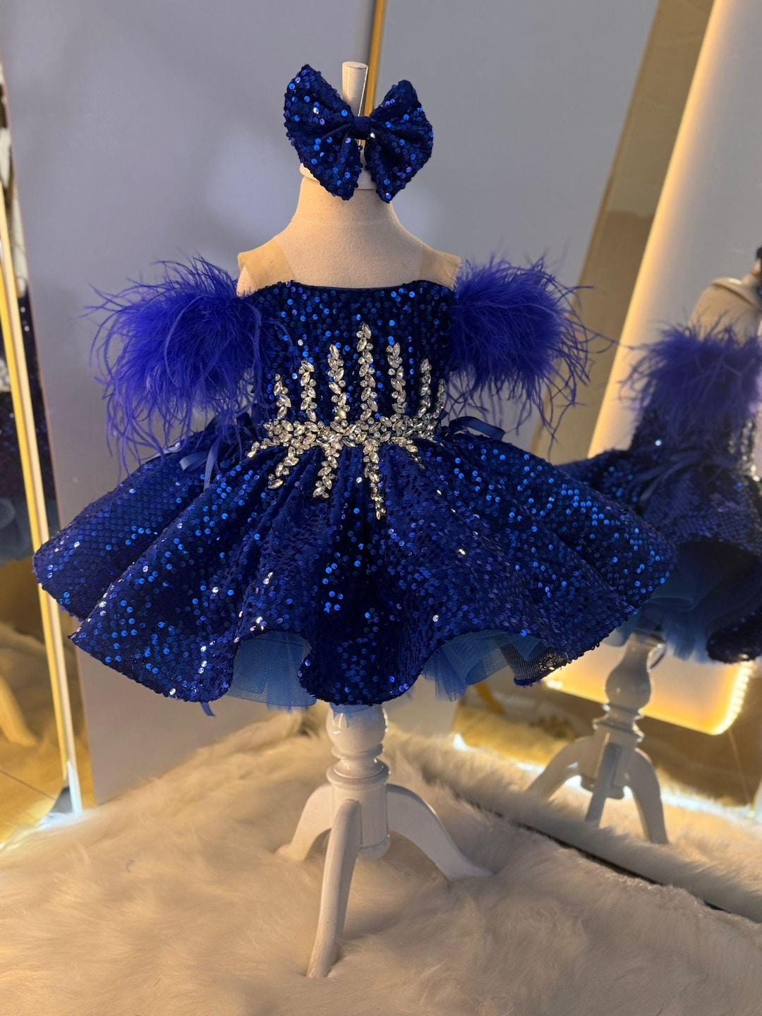 BABY BLUE FEATHER DRESS main image 0