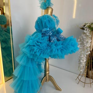 Blue Toddler Pageant Dress, Toddler Prom Dress for Girl, Blue Princess Dress, Baby Birthday Party Dress, Blue Tulle Girl Dress