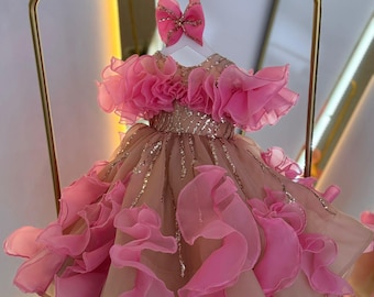Pink Princess Dress, Baby Girl Tulle Dress, Puffy Girl Dress, Special Occasion Baby Dress, Toddler Pageant Dress, Pink Toddler Girl Dress