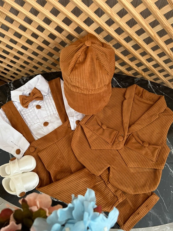 Brown Velvet Baby Boy Velvet Jacket Brown Velvet Baby Boy Outfit