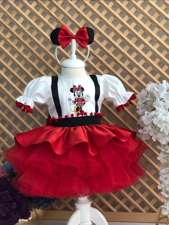 Minnie Mouse Princess Dress For Girls - Birthday Outfit With Headband & Belt - View #9