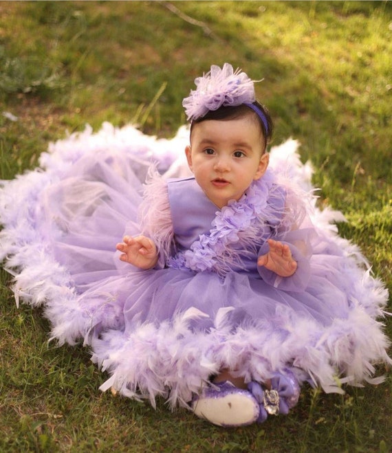 Purple Tulle Baby Girl Dress, Toddler Photoshoot Dress, Baby Purple Party  Dress, Toddler Girl Puffy Dress, 1st Birthday Girls Dress