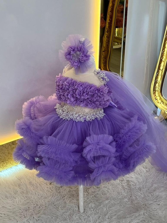 Purple Tulle Pageant Toddler Dress, Puffy Tutu Baby Dress, First Birthday  Dress, Girl Princess Dress, Baby Wedding Dress, Photoshoot Dress