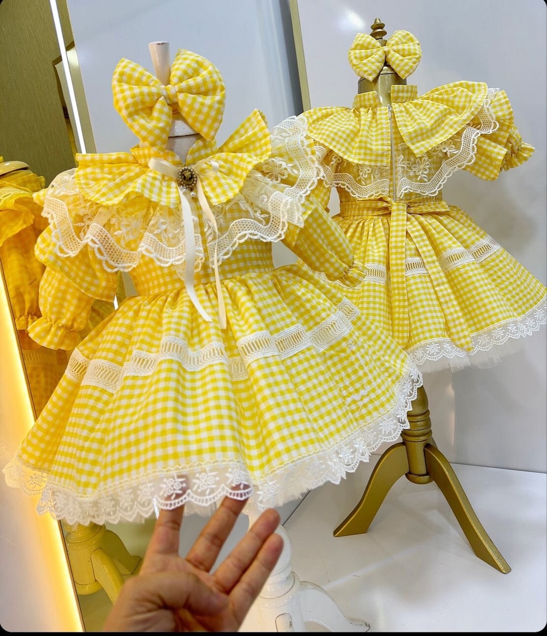 Hooded Dress For Baby Girl In Terry Stuff Yellow Color main image 0