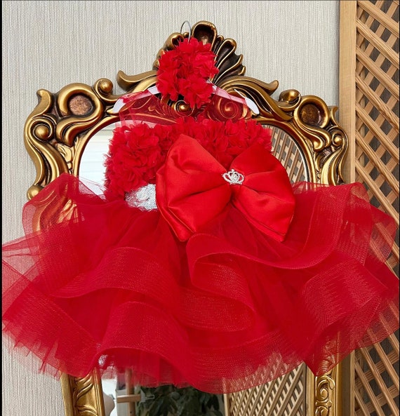 Handmade Red Tulle Baby Dress: Holiday Party Tutu