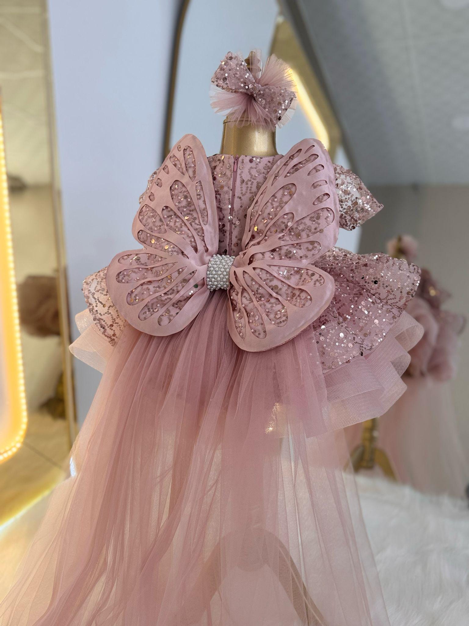 Pink Butterfly Princess Dress, Sequined Tulle Birthday Pageant Gown,  Toddler Butterfly Costume, Baby Pageant Dress, Pink Glitz Pageant Dress -  Etsy