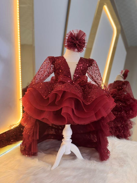 Tulle Burgundy Baby Girl Outfit Burgundy Baby Girl Tulle Dress, Baby Pageant Dress, Puffy Toddler Tulle Burgundy Baby Girl Outfit Burgundy Baby Girl Tulle Dress, Baby Pageant Dress, Puffy Toddler