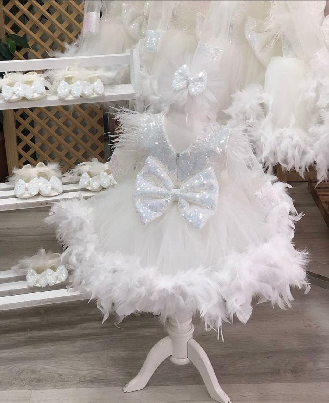 Baby Girl White Tutu Baby Dress Baby Wedding Dress Etsy
