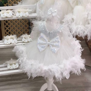 Baby Girl White Tutu Baby Dress, Baby Wedding Dress, Photoshoot Dress, Toddler Tulle Dress, Birthday Girl Dress, Baby Birthday Dress