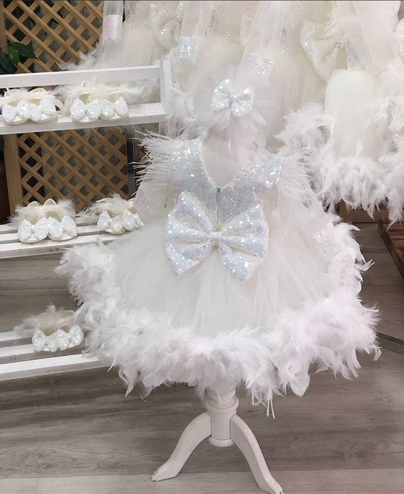 Vestido de tutú blanco para niña, vestido de novia para bebé