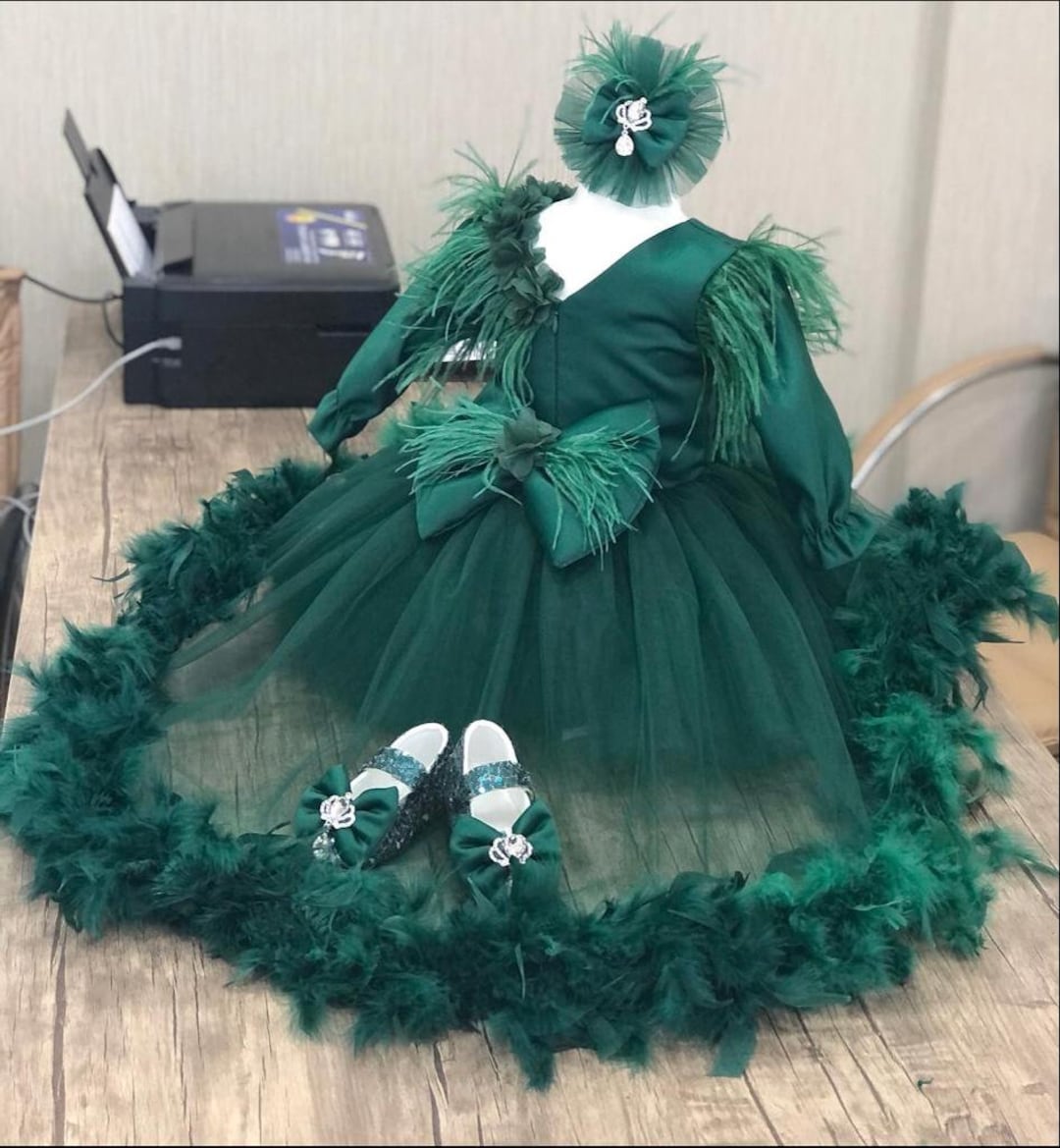 Summer Dress In Green  Color For Newborn Baby With Shoes & Cap main image 0