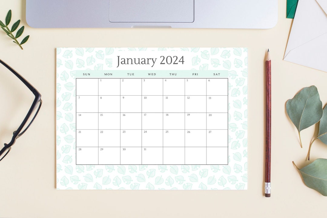 Animal Crossing Calendar, 2024 Calendar, Printable Calendar, ACNH