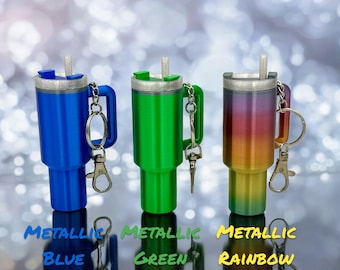 Stanley Tumbler replica keychains - Perfect for holding chapstick, lip balm, cash, vitamins, meds - Attach to backpack, keys, purse, lanyard