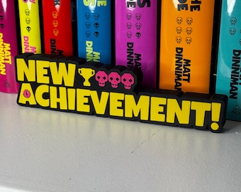 Dungeon Crawler Carl Decor | LitRPG Bookshelf Decor | 3D Printed “New Achievement” Gamer Reading Room Sign
