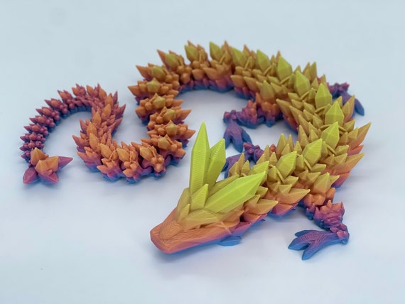 3D Printed Articulating Crystal Dragon / Fidget and Stress Relief / Desk  Toy / Multiple Colors / Designed by Cinderwing3d 