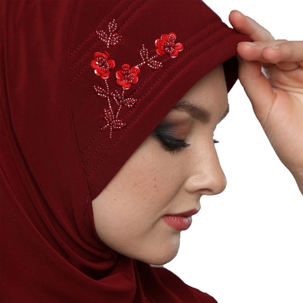 Handmade Head Scarf. Pre Tied Hijab. Instant Hijab Slip-on  Wrapped Easy. Practical Hijab