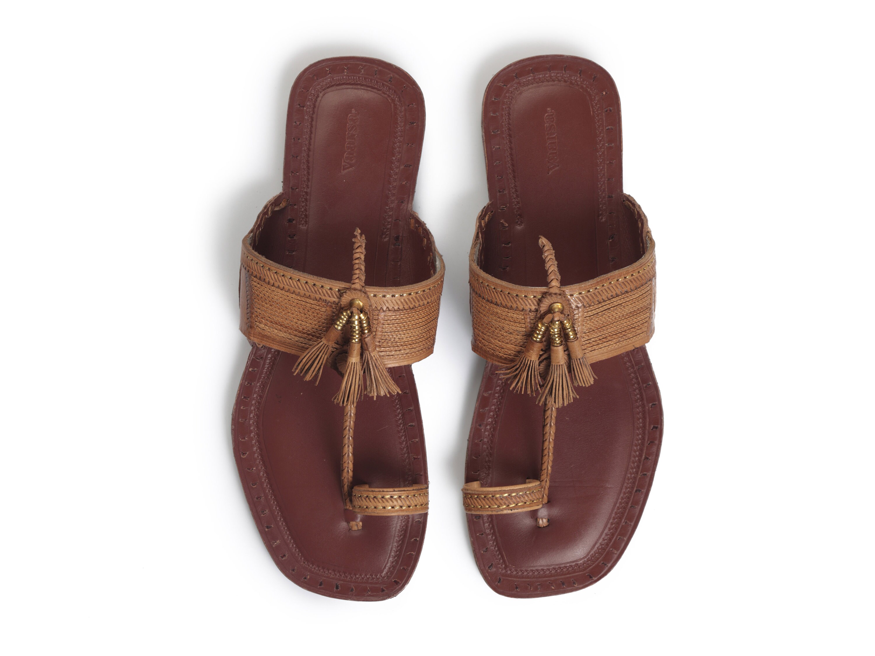 red kolhapuri chappal