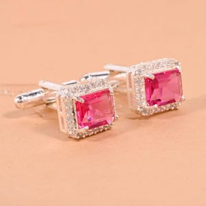 Pink Acrylic Crystal Cufflinks | Custom Cuff Links Gift for Special Occasion | Your Own Cufflinks