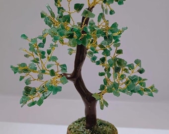 Green Aventurine Gemstone Tree - Handmade Feng Shui Decor
