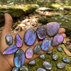 Natural Purple Labradorite Cabochon Lot Mixed Shape Flashy Gemstones Jewelry Making Stones for Pendants