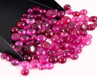 Red Ruby Round Cabochon Gemstone Lot: AAA Quality, 271.35 Ct (4-8mm, 304 Pcs)